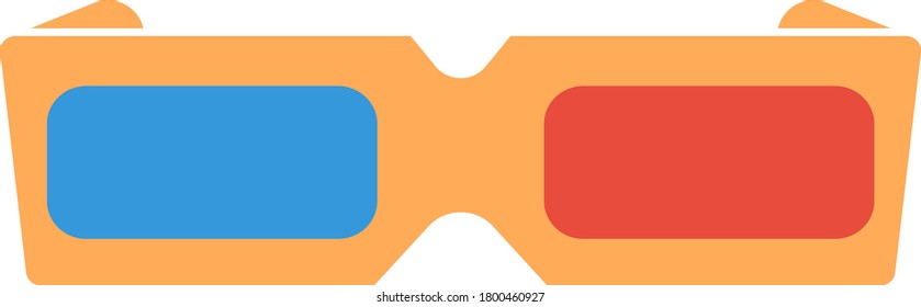 3d Goggle Icon. Flat Color Design. Vector Illustration.