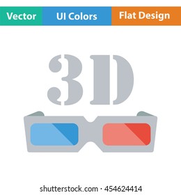 3d goggle icon. Flat color design. Vector illustration.
