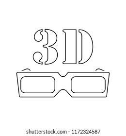 3d goggle icon. Thin line design. Vector illustration.