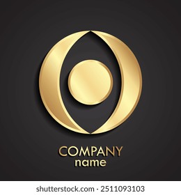 3d gold abstract circle decorative logo design