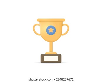 Trofeo de logro de oro en 3D con estrella por ganar el campeonato
