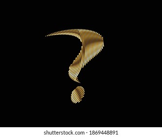 3D Gold art Question Icon Vector Design Element.