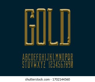 3D Gold Bar font set in vector format
