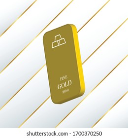 Bar 3D Gold con lujosa iluminación vectorial aislada.