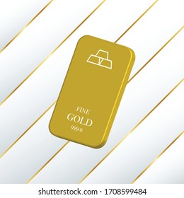 3D Gold Bar With Luxury Background Vector Illustration Isolated.