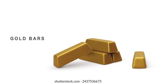 Barras de oro 3D aisladas sobre fondo blanco. Ilustración vectorial.
