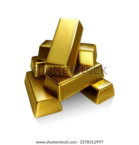 3d gold bars isolated on white background. Realistic gold bars
