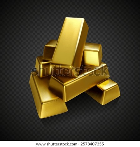 3d gold bars on transparent background. Realistic gold bars