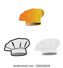 3D Gold cake maker chef hat set. Plain vector template. can be used for icons, social media, business and cooking