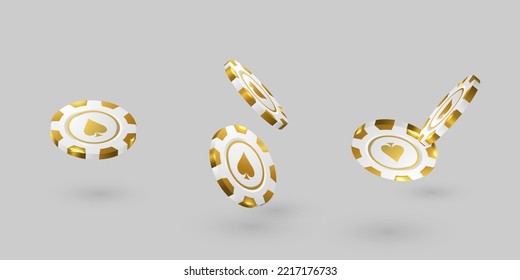 3D gold casino chip design luxury casino vector illustration