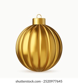 3d Gold Christmas ball Isolated on white background. . New year toy decoration. Holiday decoration element. 3d rendering. Vector illustration