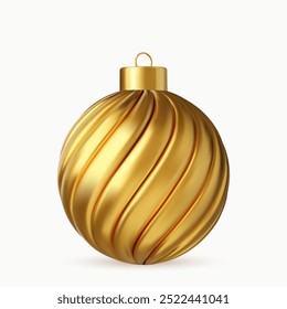 3d Gold Christmas ball Isolated on white background. . New year toy decoration. Holiday decoration element. 3d rendering. Vector illustration