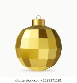 3d Gold Christmas ball Isolated on white background. . New year toy decoration. Holiday decoration element. 3d rendering. Vector illustration