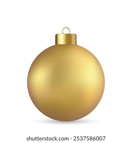 3d Gold Christmas ball Isolated on white background. . New year toy decoration. Holiday decoration element. 3d rendering. Vector illustration