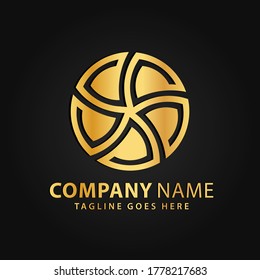 3D Gold Circle Beauty Lotus Luxury Logos Design Vector Illustration Template