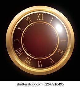 3d Banner de reloj dorado estilo retro ilustración vectorial de fondo negro