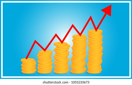 Gold Coin Growth Graph 3d Illustration Stock Illustration 1508494169