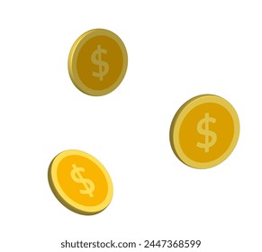 3d Gold coins explosion. Isolated background.