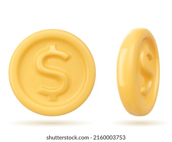3D Gold coins. 3d render realistic vector icon