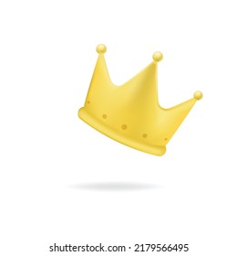 3D Gold crown emoji symbol for winner luxury premium success. Luxury gold crown rating or status signs, customers feedback, popular. 3D vector design.