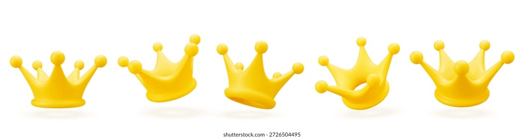 Icono de la corona del oro 3D aislado en blanco. Render Símbolo de Corona de Oro. Calificación o signos de Estado. Ilustración vectorial realista