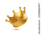 3D gold crown. Royal majesty symbol.