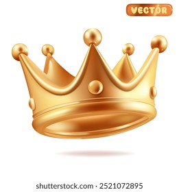 3d Gold Crown Set Cartoon Style Symbol of Monarchy and Leadership. ilustração de coroas reais