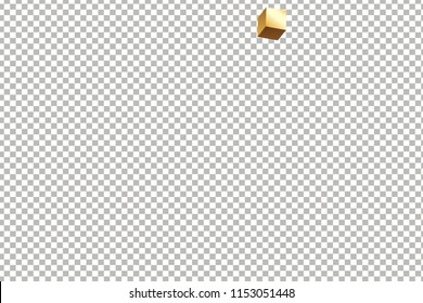 3D gold cube confetti. Flying shiny glitter. Bokeh glitch texture. Abstract golden defocused birthday invitation template. Wedding golden square card. Flying abstract glitter. Explosion celebrate card