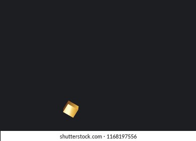 3D gold cube confetti. Flying shiny glitter. Bokeh glitch texture. Abstract golden defocused birthday invitation template. Wedding golden square card. Flying abstract glitter. Explosion celebrate card