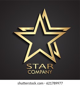 3d gold double star modern logo