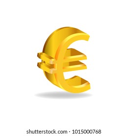 3d gold euro symbol. vector illustration