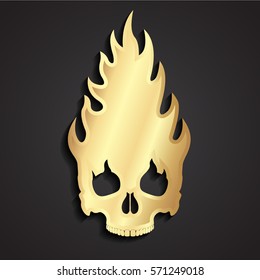 3d gold flame skull symbol