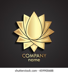 3d Gold Flower Shape Logo / Vector Illustration