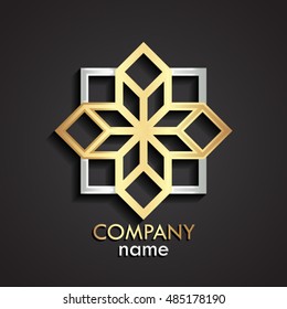 3d gold geometric shape logo