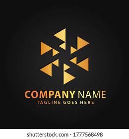 3D Gold Hexagon Company Logos Design Vector Illustration Template Icon