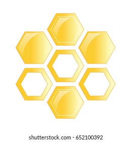 3d gold hexagonal logo on withe background
