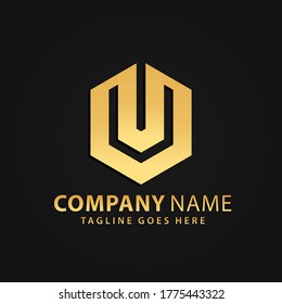 3D Gold Hexagonal Real Estate Modern Company Abstrakte Logos Design Vektorgrafik