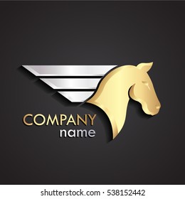 3d Gold Horse Fast Silver Logo