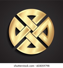 3d gold knot circle symbol