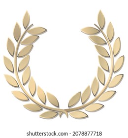 Vector de corona de laurel de oro 3D aislado en fondo blanco 