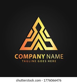 Letra Gold 3D Una Pirámide Triangular Resumen Modelo de Ilustración de Logotipos Modernos de la Compañía