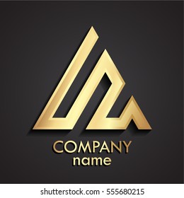 3d gold linear shape triangle logo