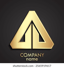 3d gold linear triangle delta logo