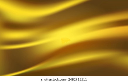 3d gold liquid silk satin fabric background. Golden fabric or metal foil smooth texture. Fabric or liquid wave or wavy folds grunge silk satin velvet material. Cloth soft wave. Creases of satin, silk.