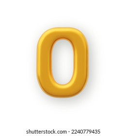 3D Gold number 0 on a white background .