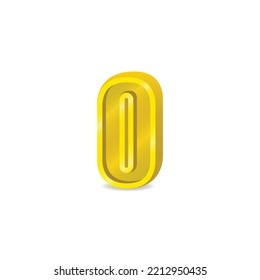 3d gold number 0 vector graphics
