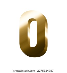 3d gold number 0 vector eps with transparent background