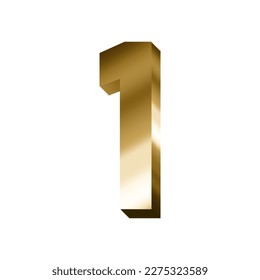 3d gold number 1 vector eps with transparent background