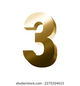 3d gold number 3 vector eps with transparent background