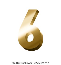 3d gold number 6 vector eps with transparent background